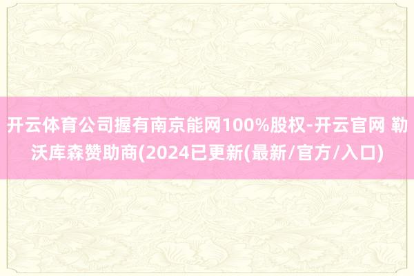 开云体育公司握有南京能网100%股权-开云官网 勒沃库森赞助商(2024已更新(最新/官方/入口)